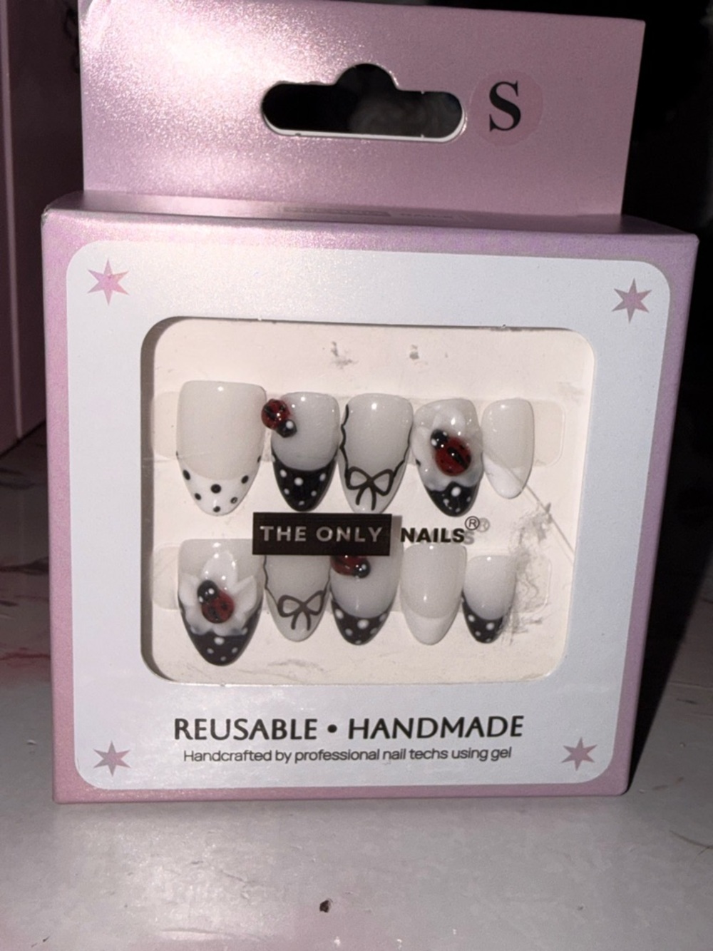 The Only Nails White & Black Ladybug Press-On Nail Set